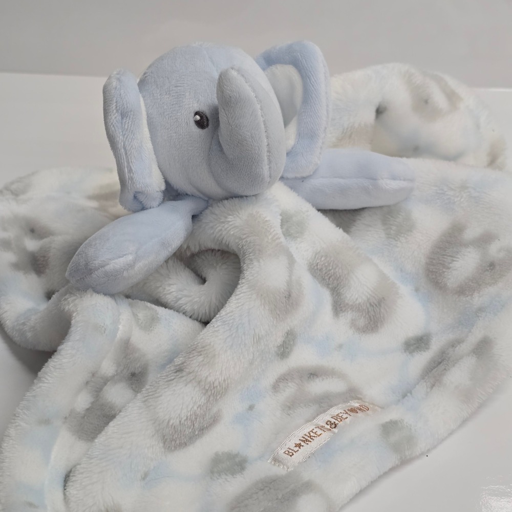 Blankets & Beyond Elephant Lovey Security Blanket Blue Grey Plush Infant Blankie